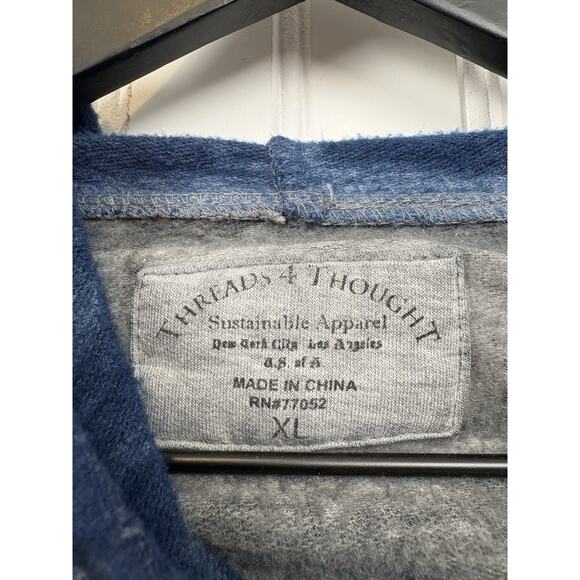 Threads‎ 4 Thought Sustainable Apparel Men Blue Hoodie Size XL Lightweight #174 - Picture 7 of 16